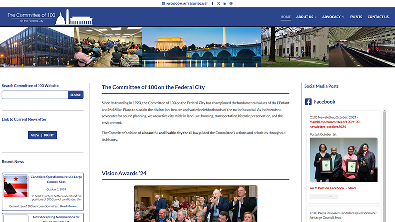 Committee of 100 on the federal City website screenshot